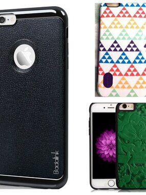Lot of 3 iPhone 6/6s Plus Hard Cases PU Leather Dual Layer Hybrid